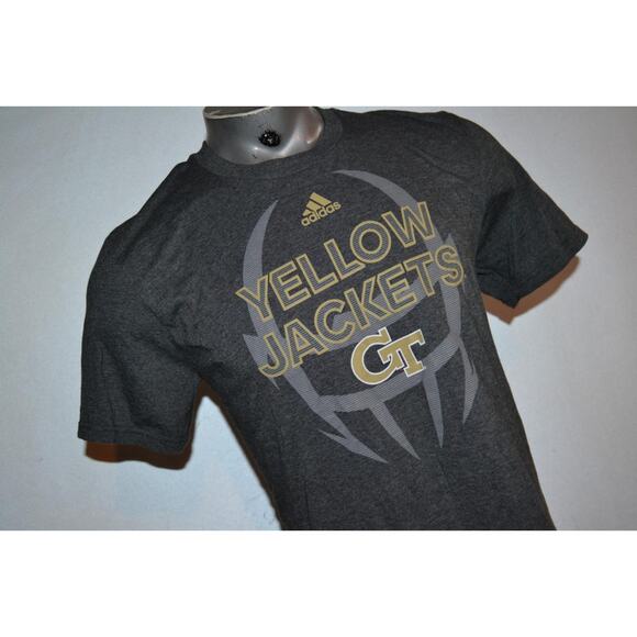 24135 Adidas Gym Shirt Georgia Tech Yellow Jackets Football Gray Size Large Mens - Picture 4 of 7